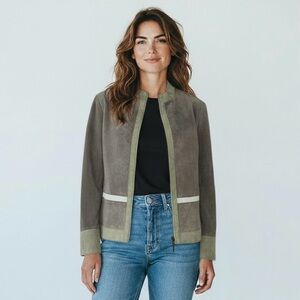 Doncaster Sport Genuine Suede Two-Tone Green Moto Jacket